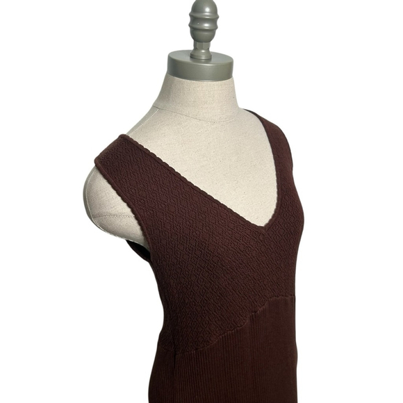 House of Harlow 1960 Chocolate Brown Ribbed Knit Sweater Midi Dress Size Large - Picture 5 of 11